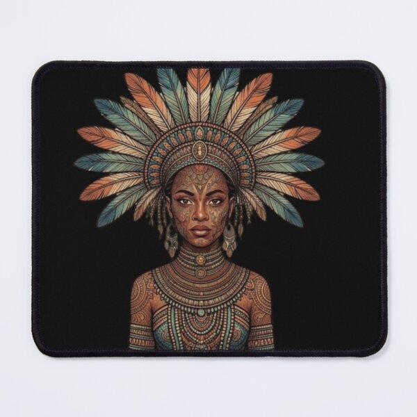 Item preview, Royal African Tribal Queen - Red and Purple Fantasy Mandala Art designed and sold by DoodleIntricate.