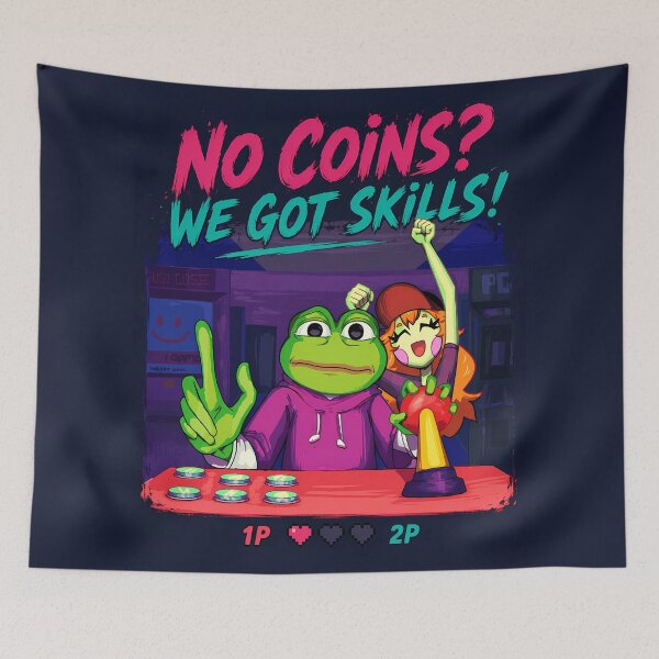 Item preview, Pepe Frog Arcade Gamer Funny Meme Shirt | Retro Gaming Couple | No Coins We Got Skills designed and sold by VinBasis.