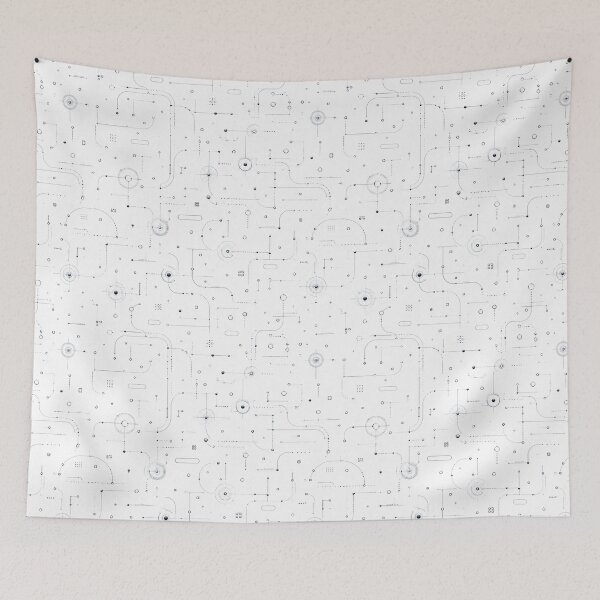 Item preview, Apple Aesthetic Minimalist Circuit Print – White and Electric Blue designed and sold by OpenDreamArts.