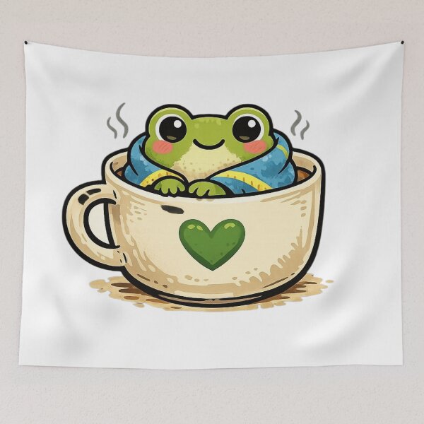 Item preview, Emotional Support Frog – Cozy Frog in Coffee Mug | Cute Comfort Sticker designed and sold by Timeless Junction.