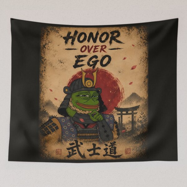 Item preview, Honor Over Ego | Bushido Samurai Frog | Vintage Japanese Poster designed and sold by VinBasis.