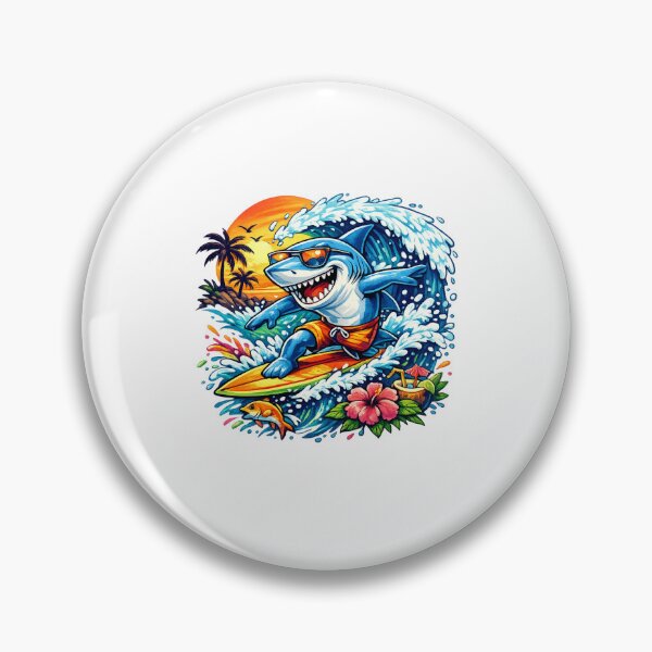 Item preview, Cool Surfing Shark Tropical Sunset designed and sold by AchraffPrint.