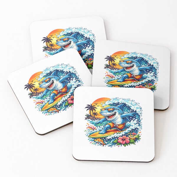 Item preview, Cool Surfing Shark Tropical Sunset designed and sold by AchraffPrint.