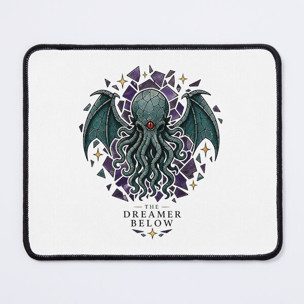 Item preview, The Dreamer Below Cthulhu Stained Glass Window Gothic Mosaic designed and sold by Fenay Designs.