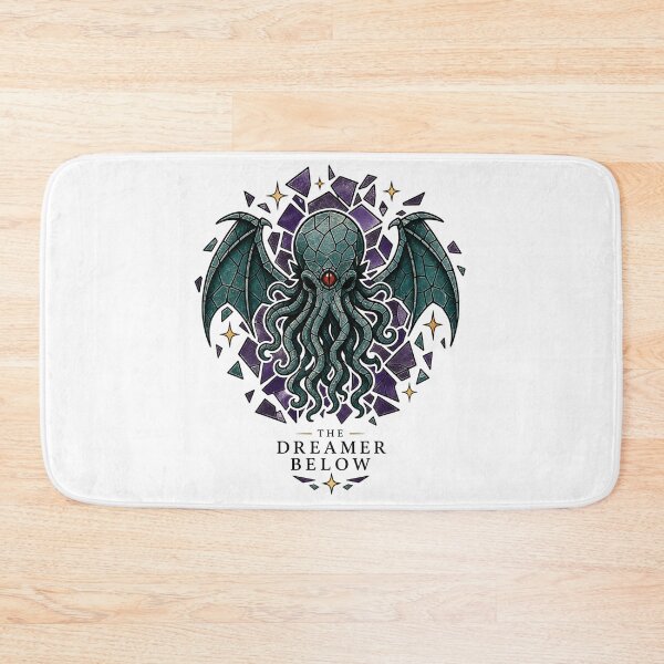 Item preview, The Dreamer Below Cthulhu Stained Glass Window Gothic Mosaic designed and sold by Fenay Designs.