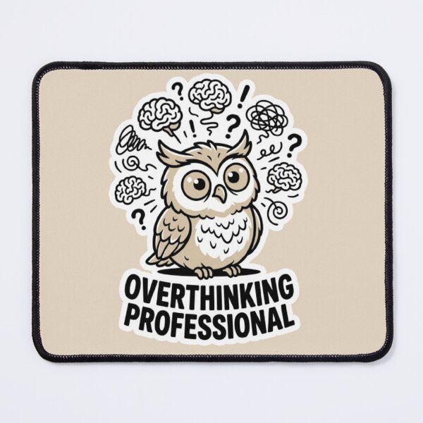 Item preview, Overthinking Professional Cute Owl Sticker | Funny Overthinker Cartoon Anxiety Humor Design designed and sold by CreativeNest Prints.