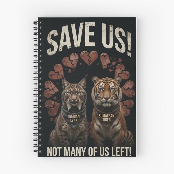 Item preview, Save Us Iberian Lynx and Sumatran Tiger designed and sold by Pioneer Spirit Market.