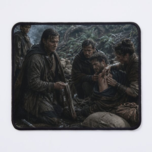 Item preview, Wounded Warrior Healer Wall Art | Dark Ancient Britain Woodland Survival Print designed and sold by Element Horizon Studio.