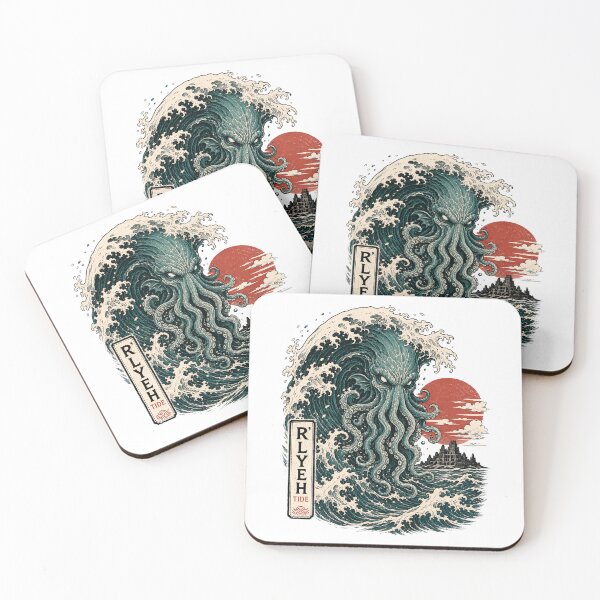 Item preview, Rlyeh Tide Cthulhu Japanese Woodblock Great Wave Mashup designed and sold by Fenay Designs.