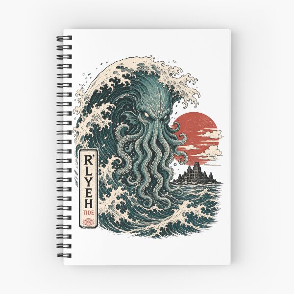 Item preview, Rlyeh Tide Cthulhu Japanese Woodblock Great Wave Mashup designed and sold by Fenay Designs.