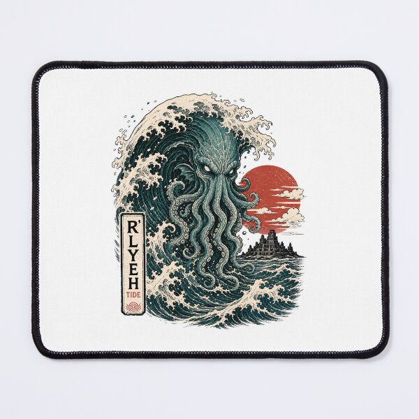 Item preview, Rlyeh Tide Cthulhu Japanese Woodblock Great Wave Mashup designed and sold by Fenay Designs.