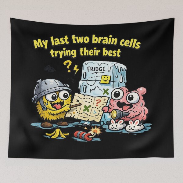 Item preview, My Last Two Brain Cells – Trying Their Best | Funny Cartoon Chaos Sticker designed and sold by Timeless Junction.