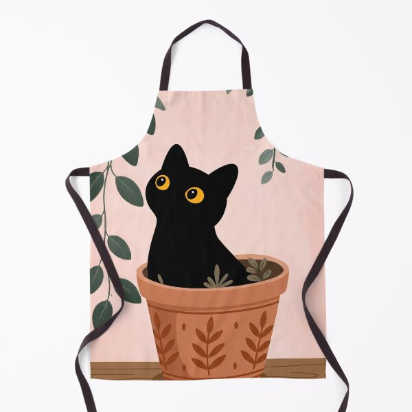 Item preview, Peeking Black Cat in Terracotta Pot with Hanging Plants designed and sold by PurrfectHome.