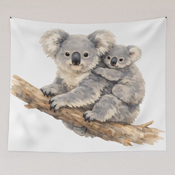 Item preview, Koala Carrying a Joey — Watercolour Illustration designed and sold by Jaruart.