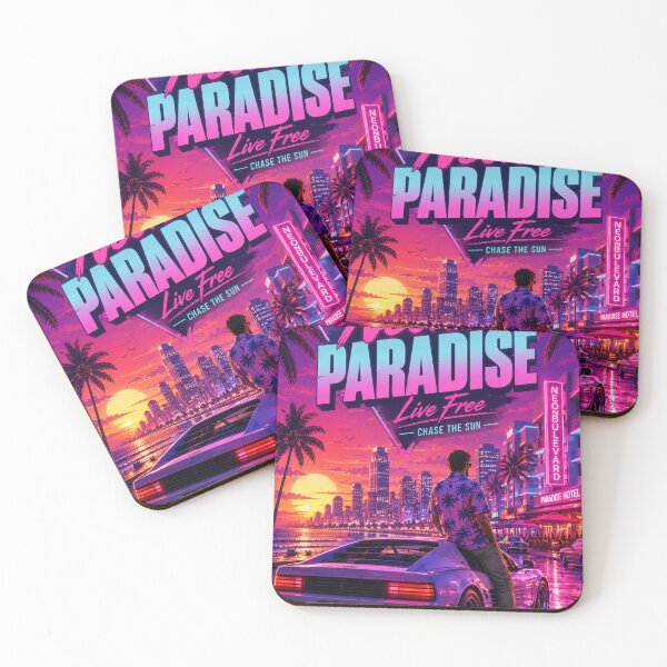 Item preview, Neon Paradise – Retro Synthwave Sunset designed and sold by mehdiib.