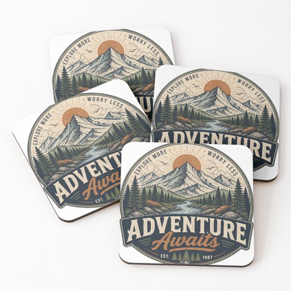 Item preview, Adventure Awaits – Vintage Mountain Outdoor Badge T-Shirt Design | Retro Hiking Vector designed and sold by Lotus Girl .