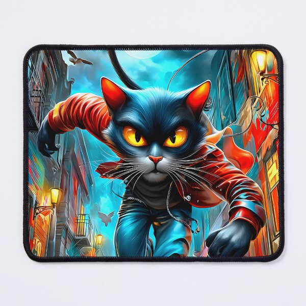 Item preview, Dynamic Feline Hero in Urban Nightscape Adventure designed and sold by Artessie.