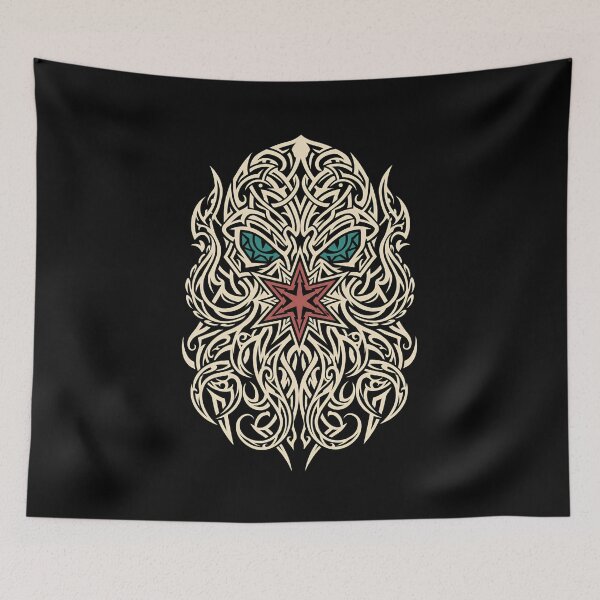 Item preview, Cthulhu Symmetrical Tribal Tattoo Chaos Star Line Art designed and sold by Fenay Designs.