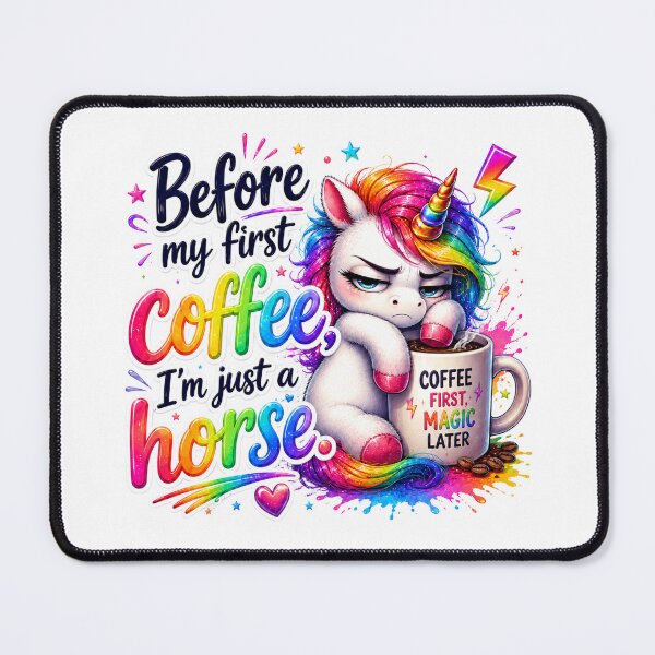 Item preview, Before My First Coffee I’m Just a Horse Unicorn designed and sold by Tinosshop.