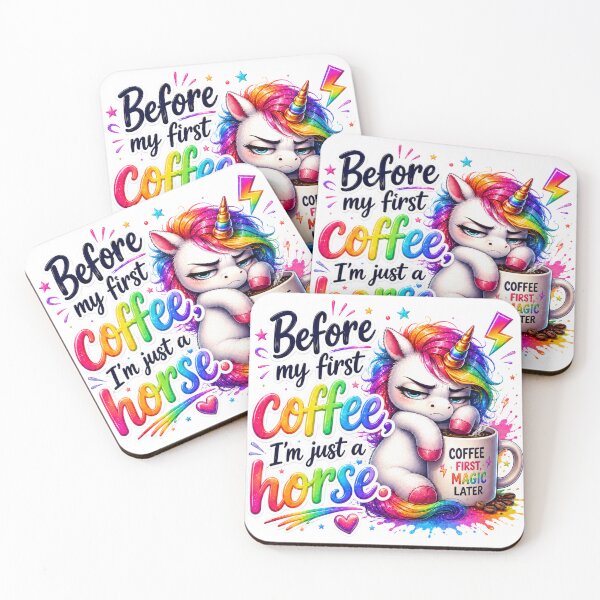 Item preview, Before My First Coffee I’m Just a Horse Unicorn designed and sold by Tinosshop.