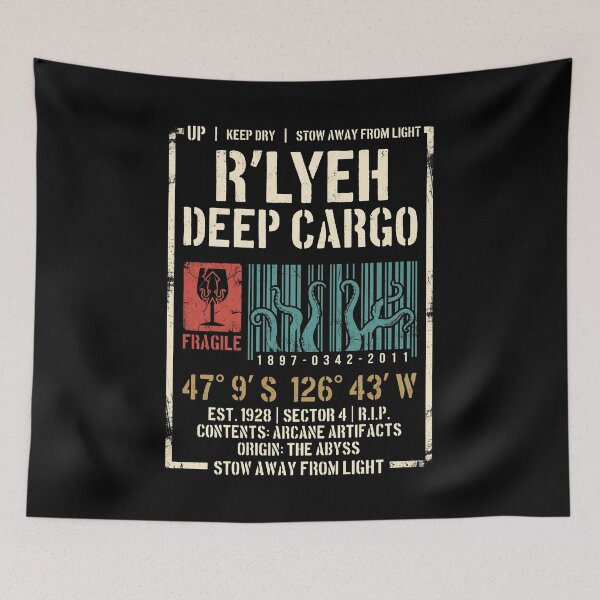 Item preview, Rlyeh Deep Cargo Shipping Label Cthulhu Mythos Arcane Artifacts designed and sold by Fenay Designs.