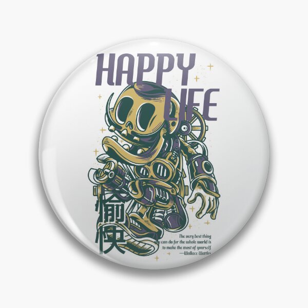 Item preview, Happy Life Steampunk Skull - Retro Mechanical Robot Art designed and sold by BrewChef.