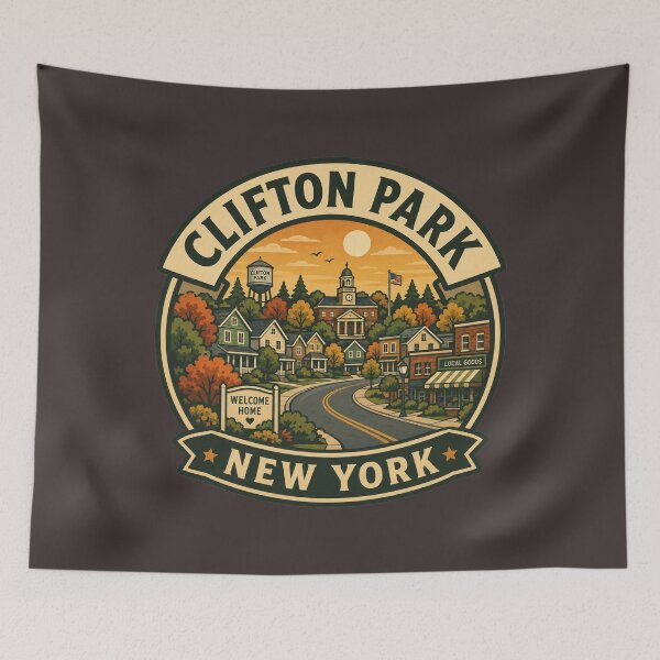 Item preview, Clifton Park New York Vintage Hometown Travel Badge designed and sold by American Travels.