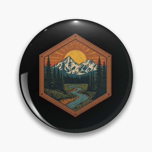 Item preview, Wilderness Explorer Vintage Mountain Adventure Retro Badge designed and sold by Larams Studio.