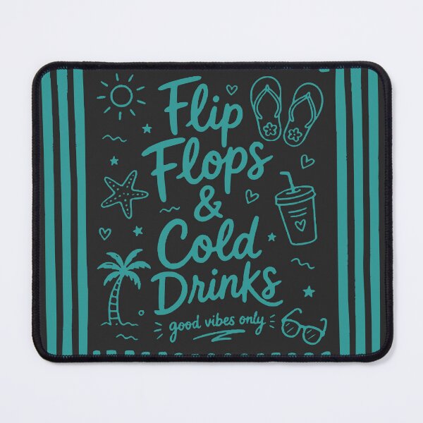 Item preview, Flip Flops & Cold Drinks Summer Beach Design designed and sold by PrintandJoy.