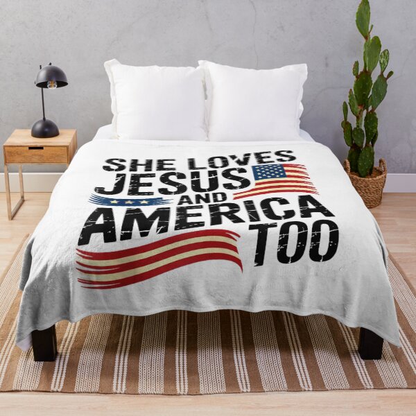 Item preview, She Loves Jesus And America Too Southern Patriotic American Flag Country Art designed and sold by EvandSolis.