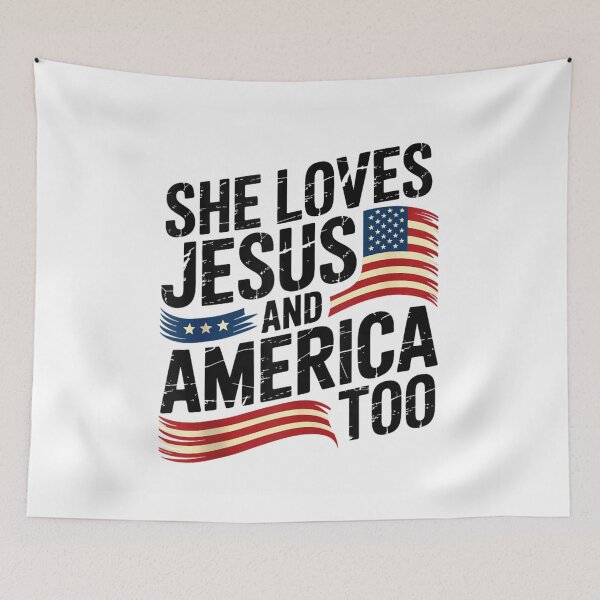 Item preview, She Loves Jesus And America Too Southern Patriotic American Flag Country Art designed and sold by EvandSolis.