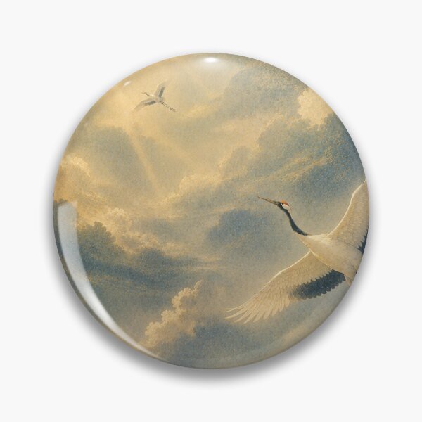 Item preview, Japanese Red-Crowned Cranes in Golden Sky – Ukiyo-e Inspired Sticker, Mug & Phone Case designed and sold by Tomoyo Art.