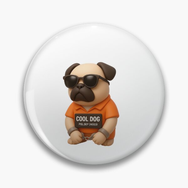 Item preview, Cool Dog Mugshot 3D Pug In Jail Sticker designed and sold by thazinart.