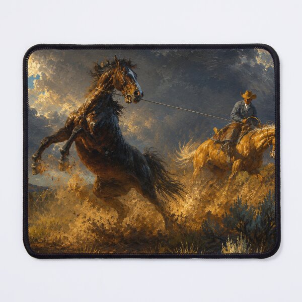 Item preview, Western Cowboy & Rearing Horse Rustic Ranch Roundup designed and sold by RawEdgeStudios.