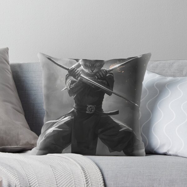 Item preview, Twin Sai Cat Duelist — Japanese Dark Warrior Art designed and sold by Tokyo Neo Noir Collective .