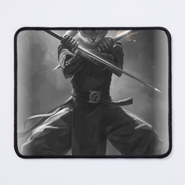 Item preview, Twin Sai Cat Duelist — Japanese Dark Warrior Art designed and sold by Tokyo Neo Noir Collective .