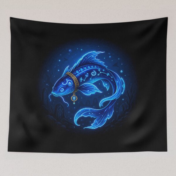 Item preview, Lumenfin – Neon Blue Arcane Fish Familiar designed and sold by PixelArcana.
