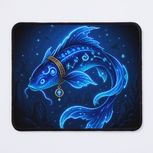 Item preview, Lumenfin – Neon Blue Arcane Fish Familiar designed and sold by PixelArcana.