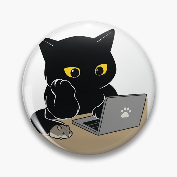 Item preview, Funny Cat Working on Laptop with Literal Computer Mouse Pun designed and sold by PurrfectHome.