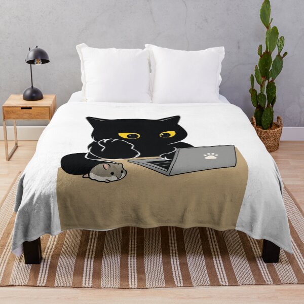 Item preview, Funny Cat Working on Laptop with Literal Computer Mouse Pun designed and sold by PurrfectHome.