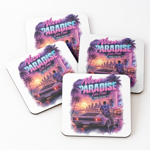Item preview, Neon Paradise – Retro Synthwave Sunset designed and sold by mehdiib.