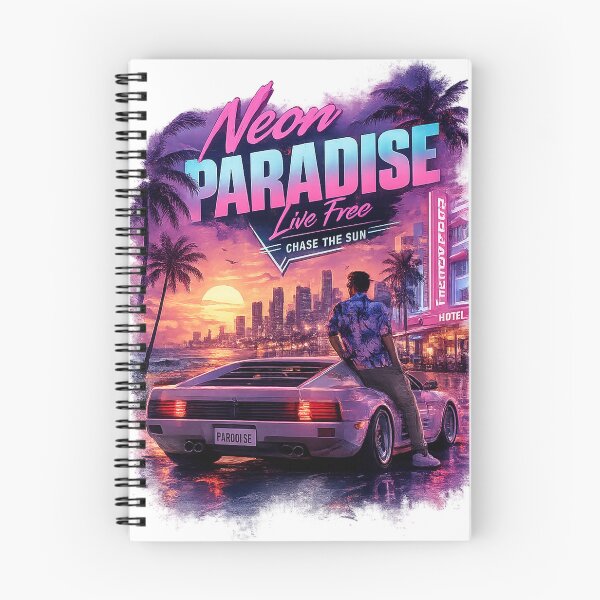 Item preview, Neon Paradise – Retro Synthwave Sunset designed and sold by mehdiib.