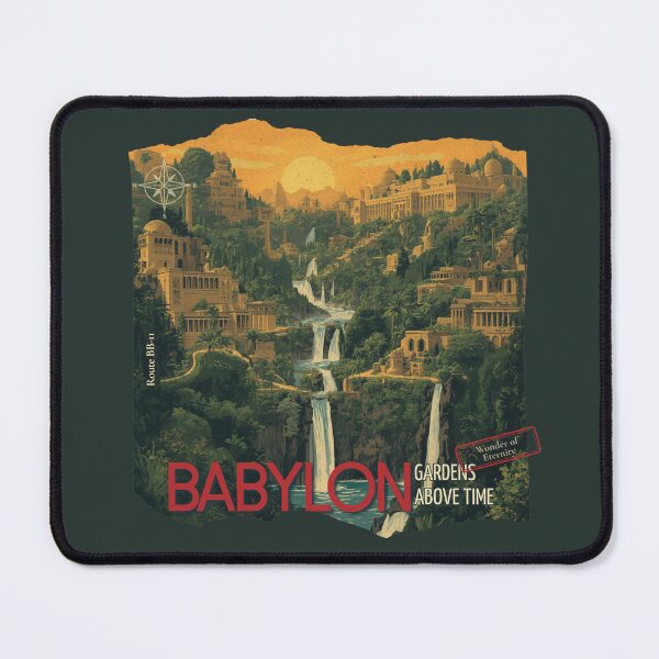 Item preview, Retro Babylon Travel Poster Hanging Gardens Above Time designed and sold by KaBaRen.