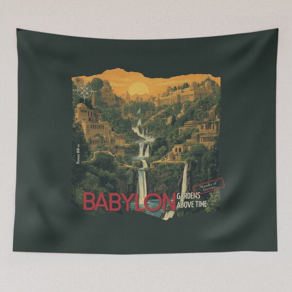 Item preview, Retro Babylon Travel Poster Hanging Gardens Above Time designed and sold by KaBaRen.