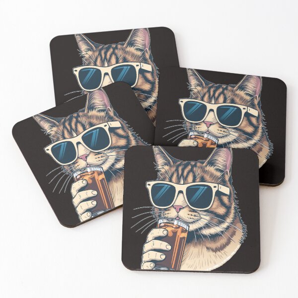 Item preview, Cool Cat Wearing Sunglasses Drinking Iced Coffee designed and sold by HuNDefii.