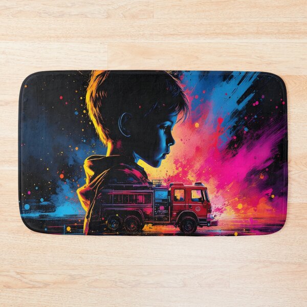 Item preview, Neon Firefighter Hero Vibrant Pop Art Portrait designed and sold by DreamyWallVibes.