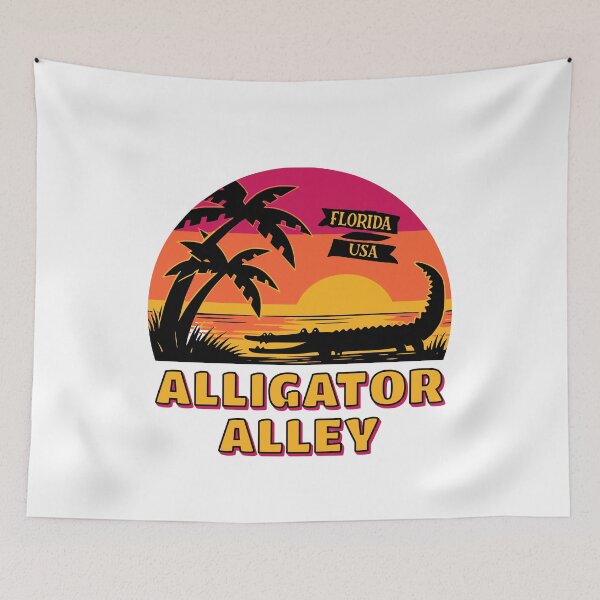 Item preview, Florida Alligator Alley Sunset Gator Palm Trees designed and sold by AntiqueImages.