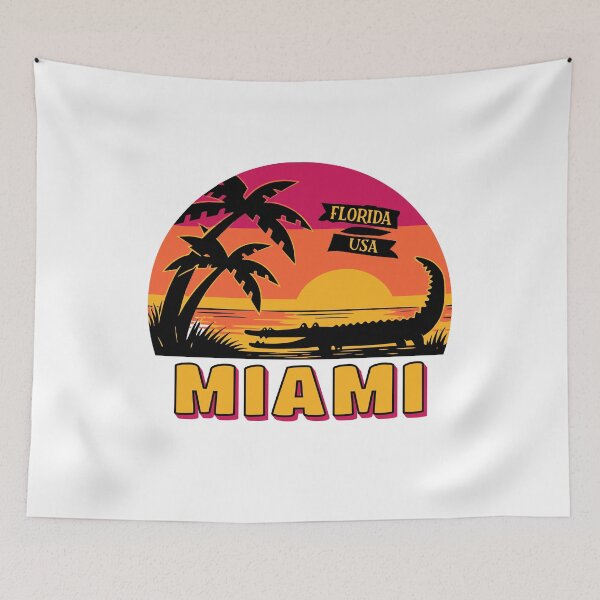 Item preview, Miami Florida Alligator Sunset Retro Travel designed and sold by AntiqueImages.