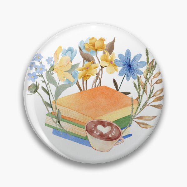 Item preview, Cozy Watercolor Books Coffee and Wildflowers Illustration designed and sold by StoriesInGrain.
