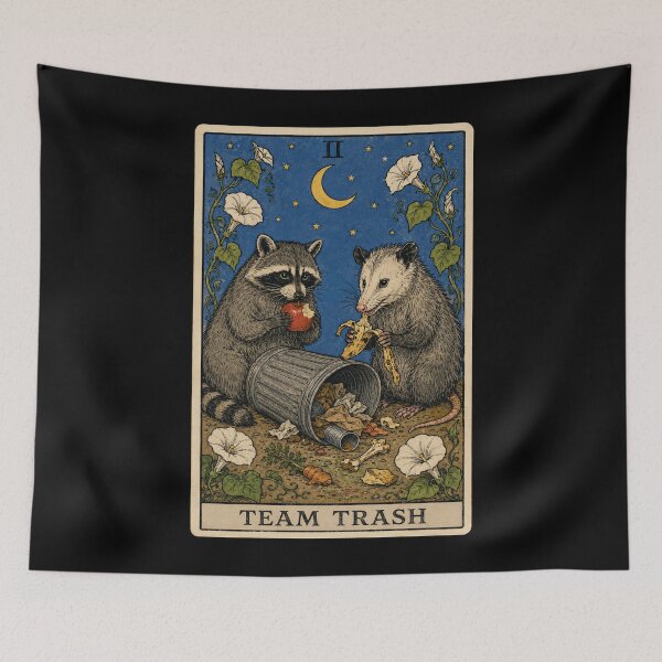 Item preview, Team Trash Raccoon Opossum Tarot Card designed and sold by Victor Shadehorn.